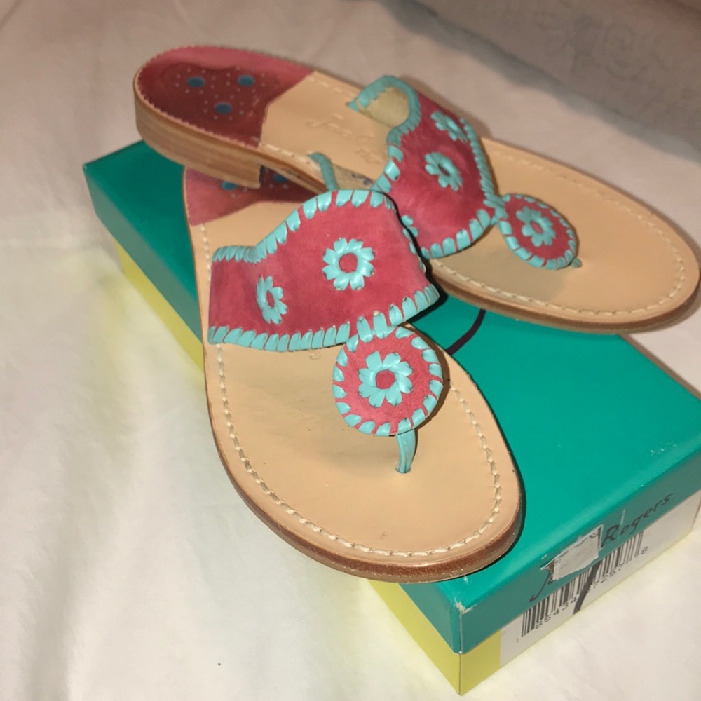 Jack Rogers Sandals Hot Pink Turquoise Sandals sz9